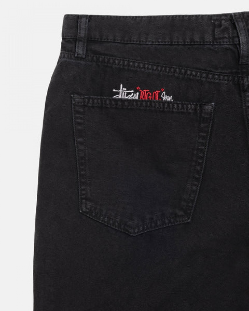 Black Stussy Big Ol' Jean Washed Canvas Men Denim | DRQ-3616