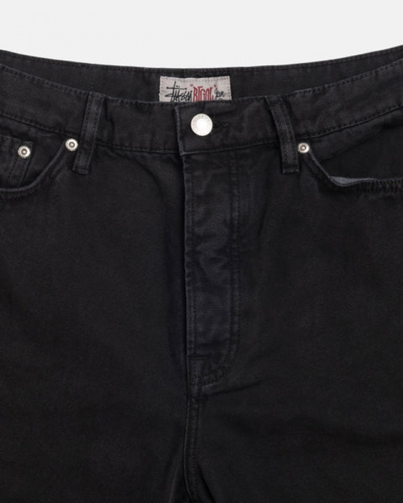 Black Stussy Big Ol' Jean Washed Canvas Men Denim | DRQ-3616