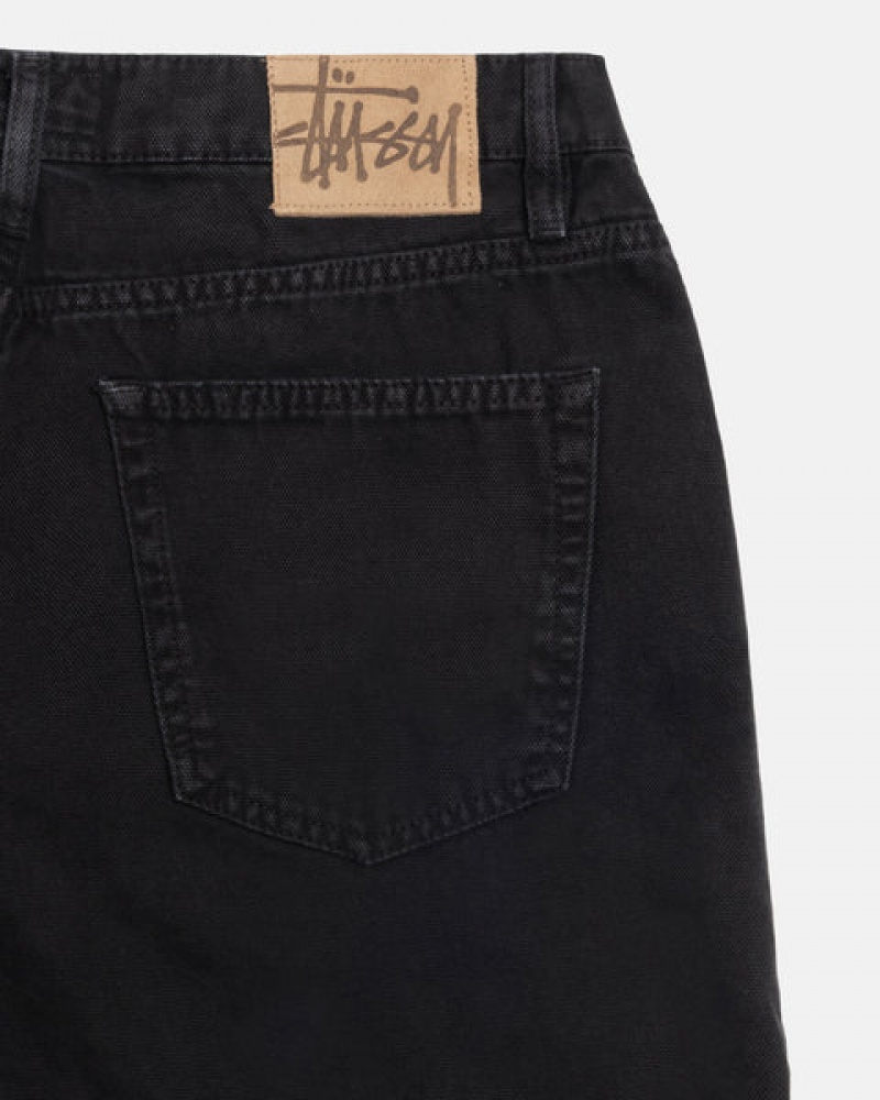 Black Stussy Big Ol' Jean Washed Canvas Men Denim | DRQ-3616