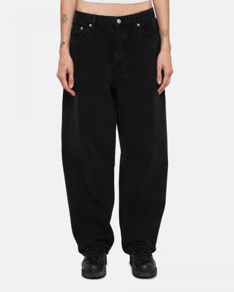 Black Stussy Big Ol' Jean Washed Canvas Men Pants | NFQ-8920