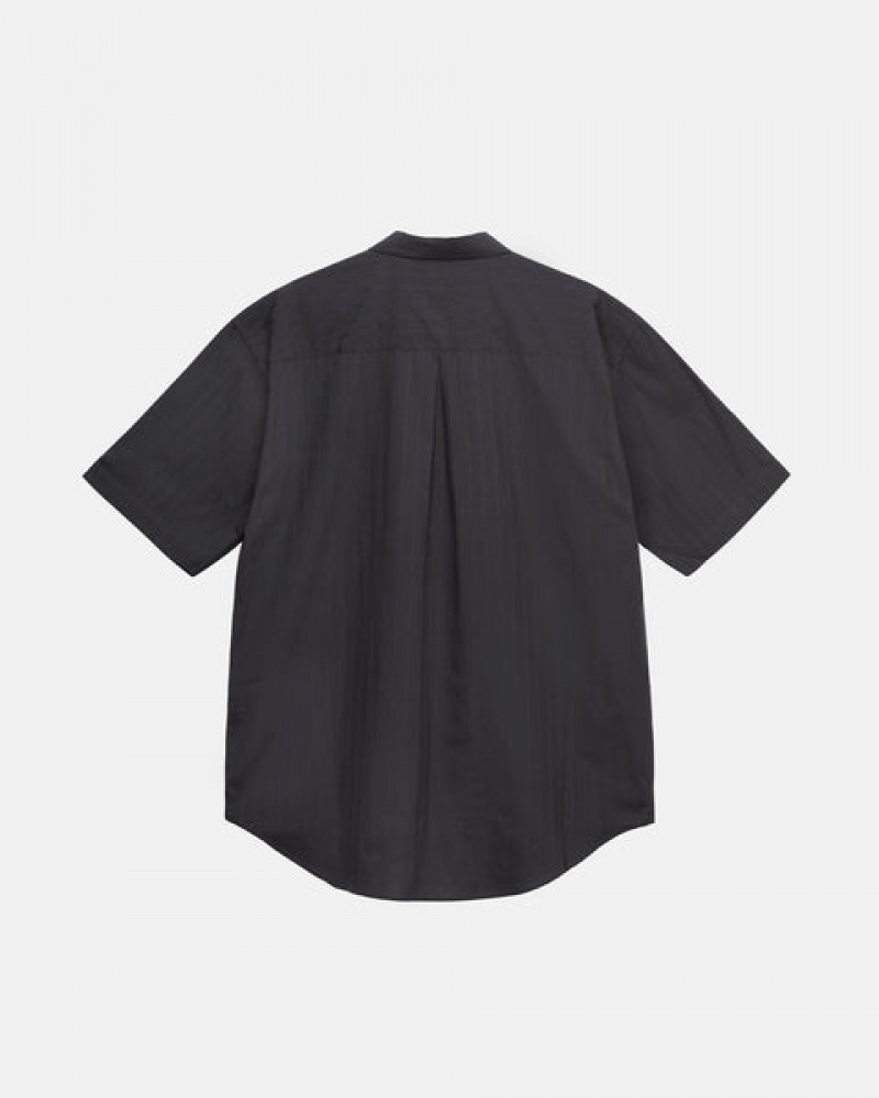 Black Stussy Boxy Striped Shirt Men Shirts | TEF-1312