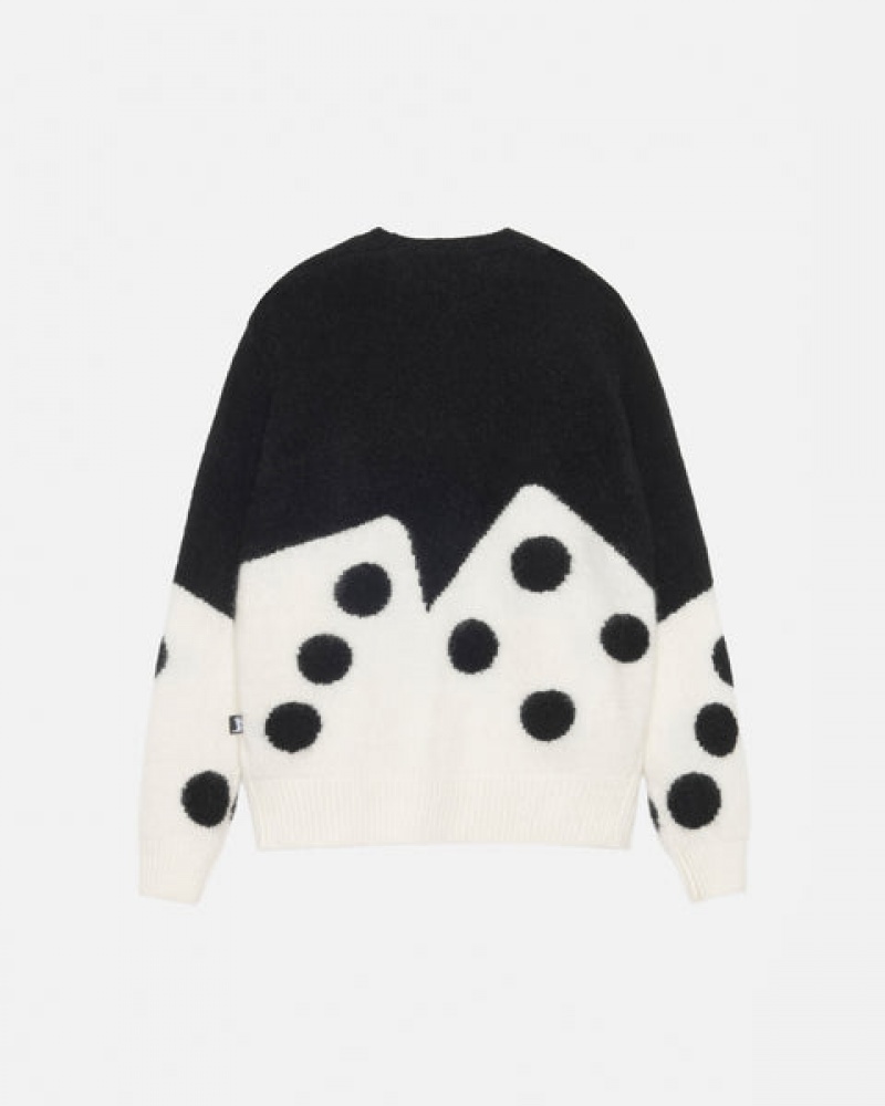 Black Stussy Dice Fuzzy Crew Men Sweaters | KMG-1772