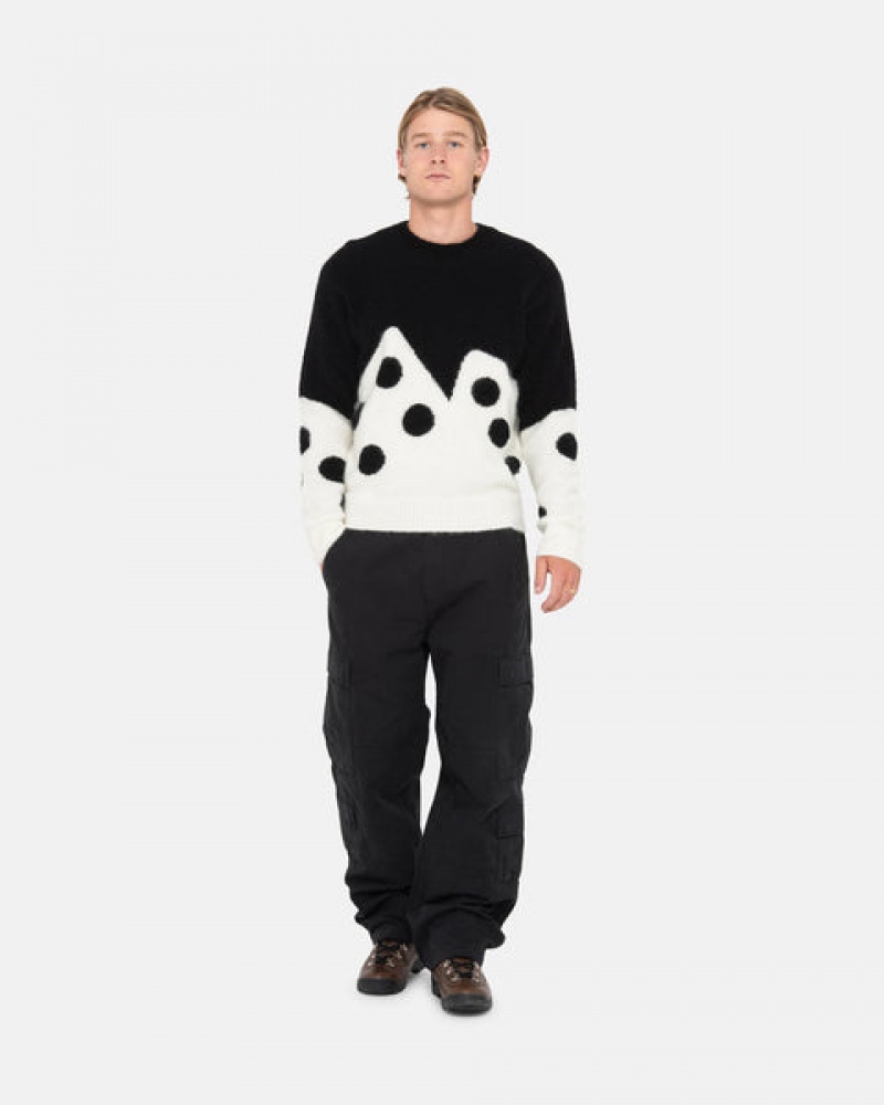 Black Stussy Dice Fuzzy Crew Men Sweaters | KMG-1772