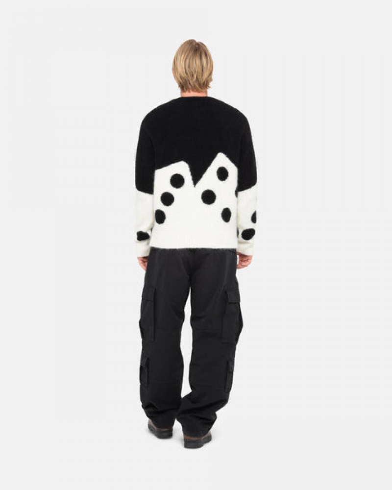 Black Stussy Dice Fuzzy Crew Men Sweaters | KMG-1772