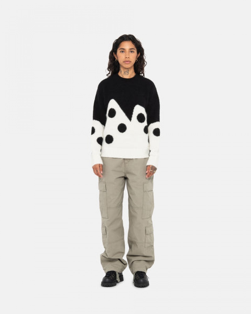 Black Stussy Dice Fuzzy Crew Men Sweaters | KMG-1772