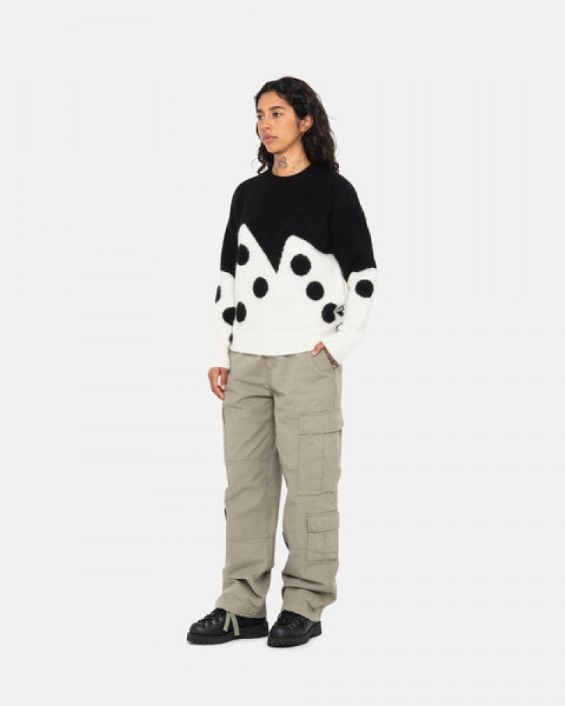 Black Stussy Dice Fuzzy Crew Men Sweaters | KMG-1772