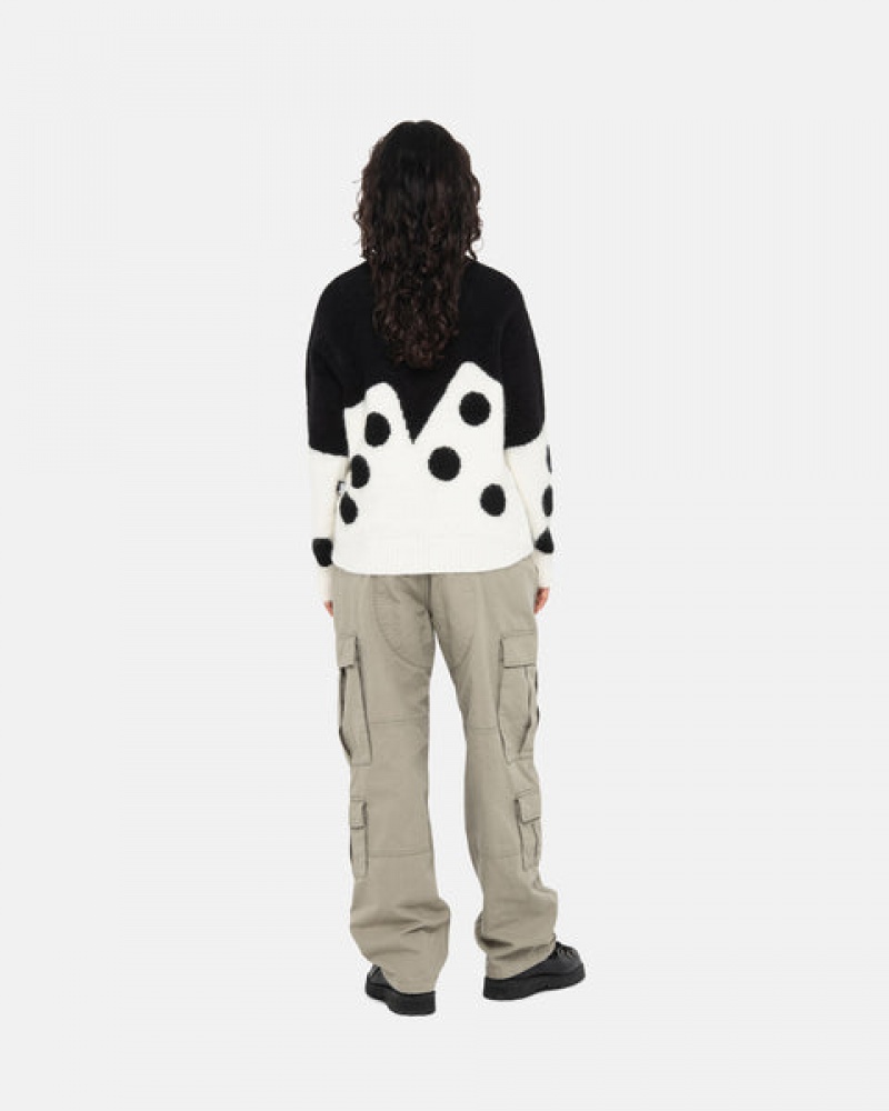 Black Stussy Dice Fuzzy Crew Men Sweaters | KMG-1772