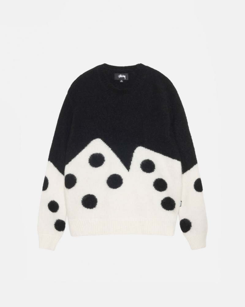 Black Stussy Dice Fuzzy Crew Men Sweaters | KMG-1772