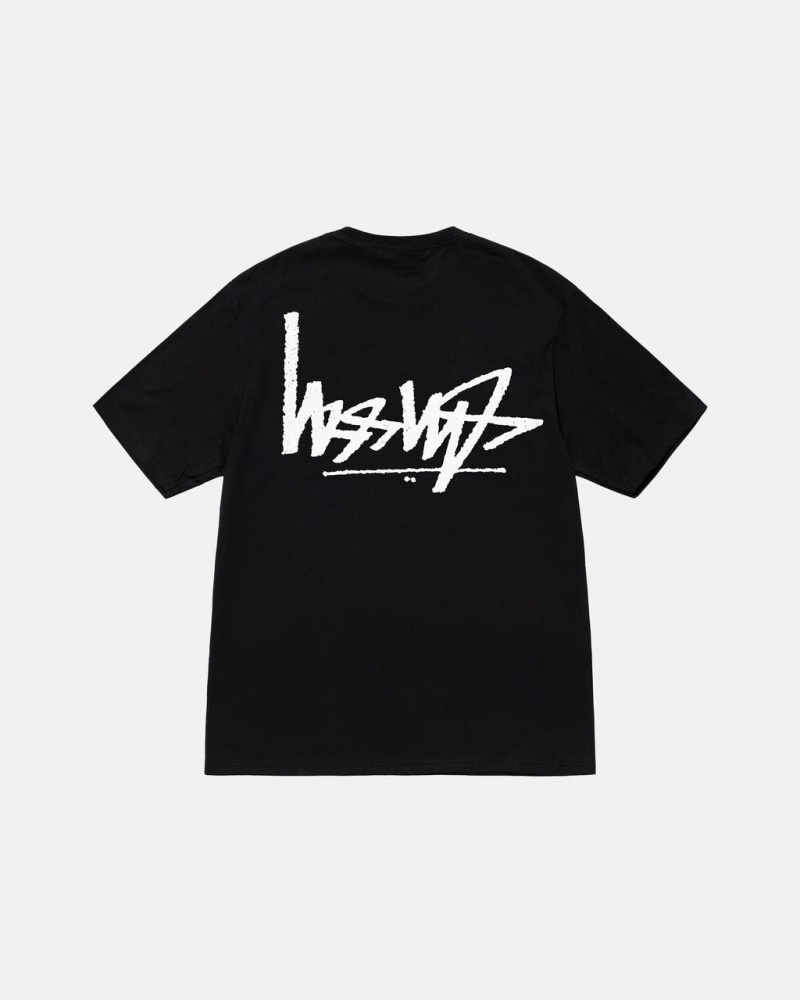 Black Stussy Flipped Tee Men T Shirt | ITE-7037