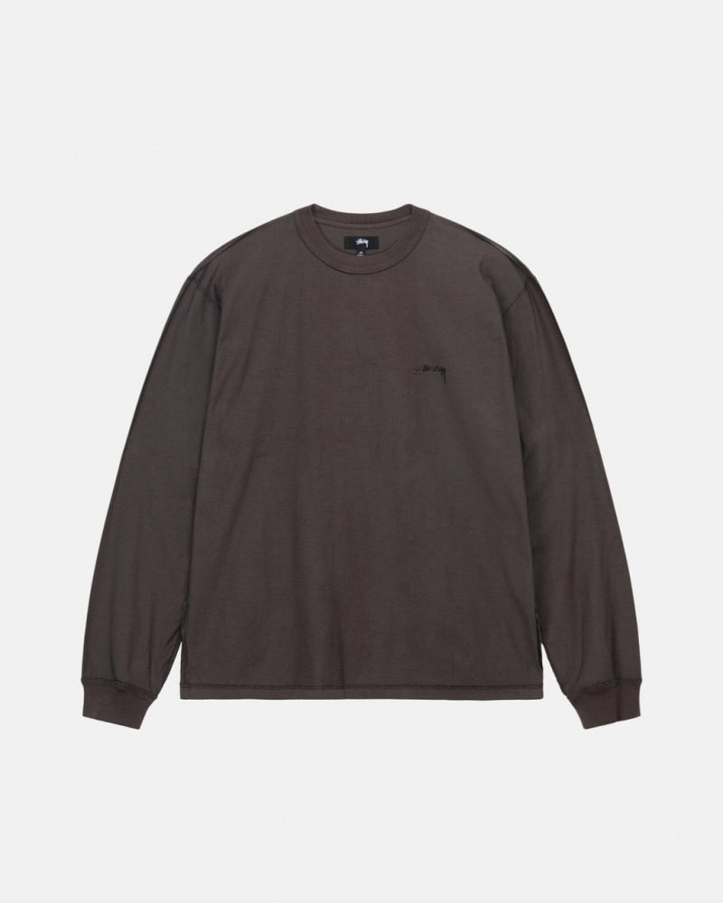 Black Stussy Lazy Ls Tee Men T Shirt | DTV-3107