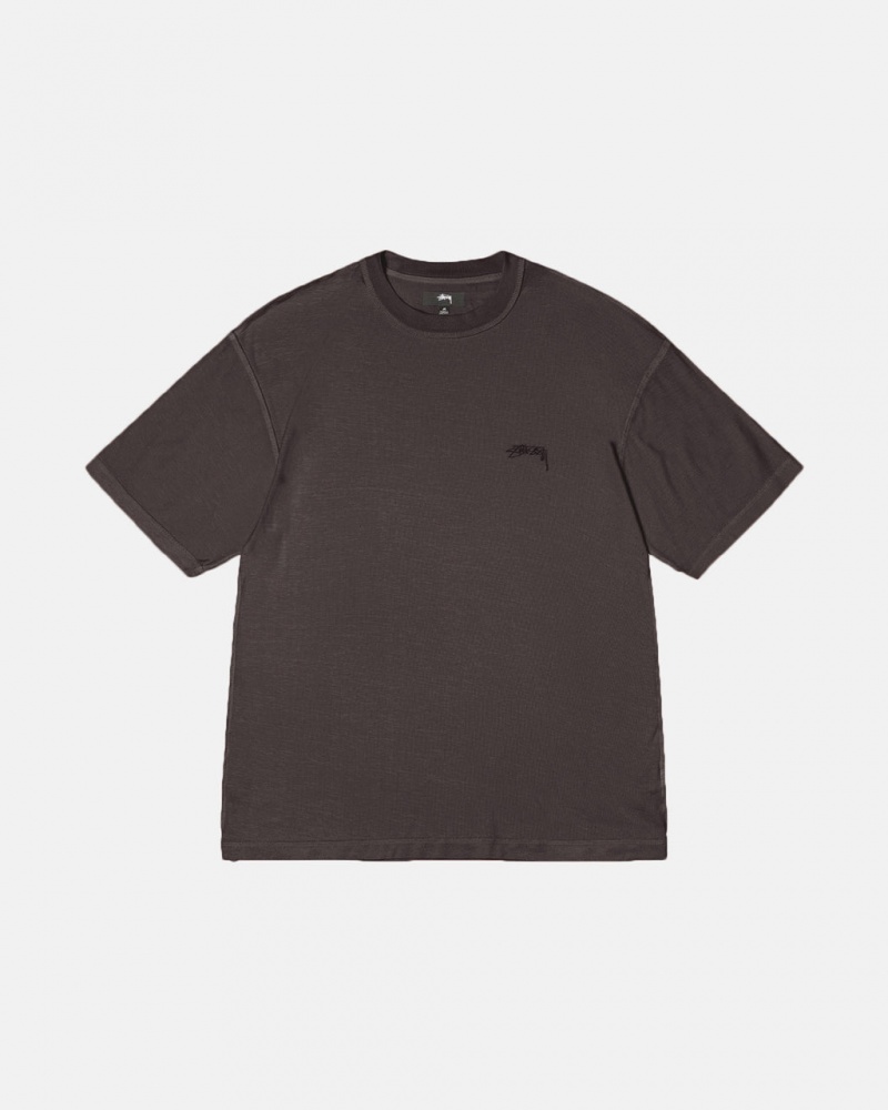 Black Stussy Lazy Tee Men T Shirt | VJS-0287