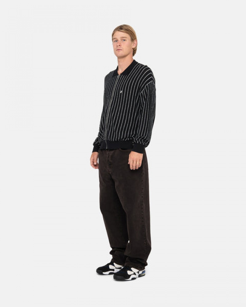 Black Stussy Light Weight Ls Zip Polo Men Shirts | ZQI-5245