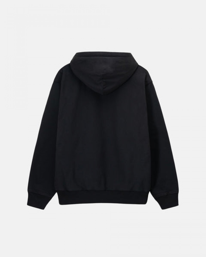 Black Stussy Overdyed Stock Logo Hoodie Women Hoodie | KBQ-7701