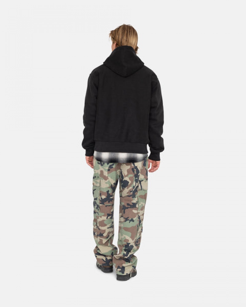 Black Stussy Overdyed Stock Logo Hoodie Women Hoodie | KBQ-7701