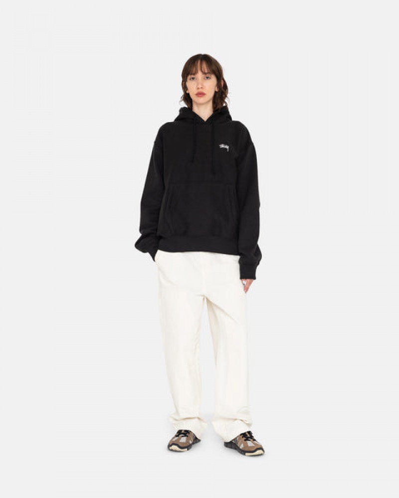 Black Stussy Overdyed Stock Logo Hoodie Women Hoodie | KBQ-7701