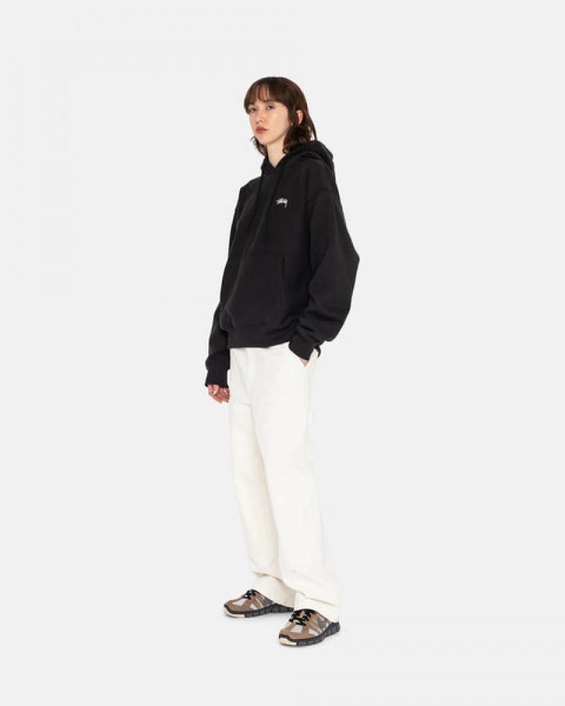 Black Stussy Overdyed Stock Logo Hoodie Women Hoodie | KBQ-7701