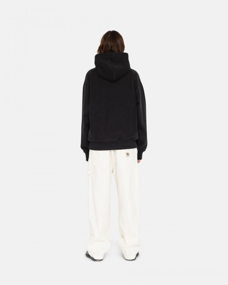 Black Stussy Overdyed Stock Logo Hoodie Women Hoodie | KBQ-7701