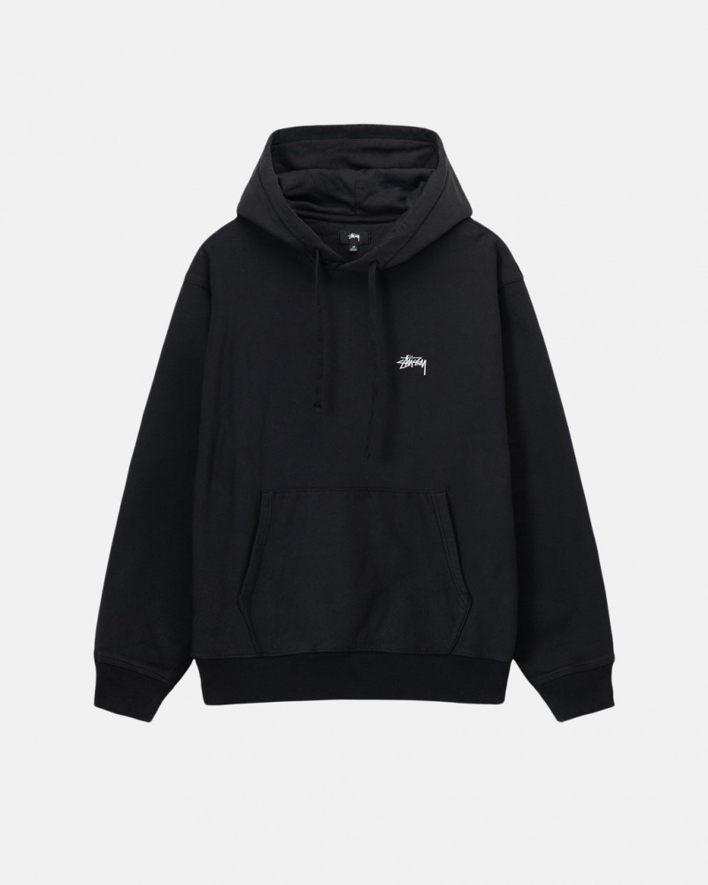 Black Stussy Overdyed Stock Logo Hoodie Women Hoodie | KBQ-7701