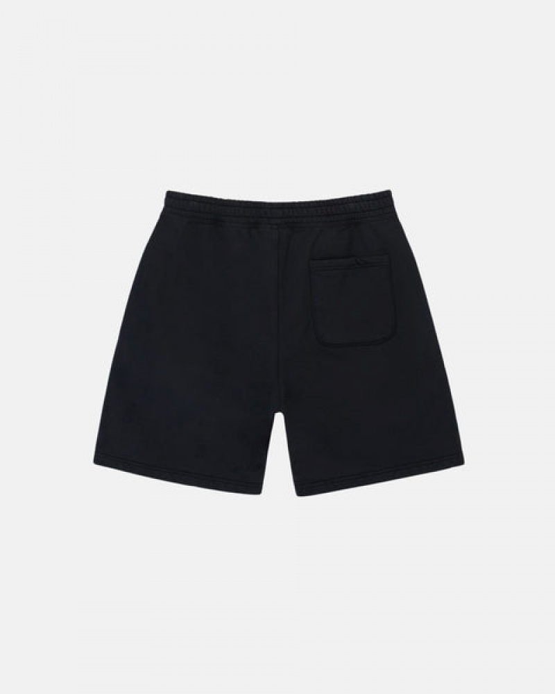 Black Stussy Overdyed Stock Logo Sweat Short Men Shorts | DIX-6760