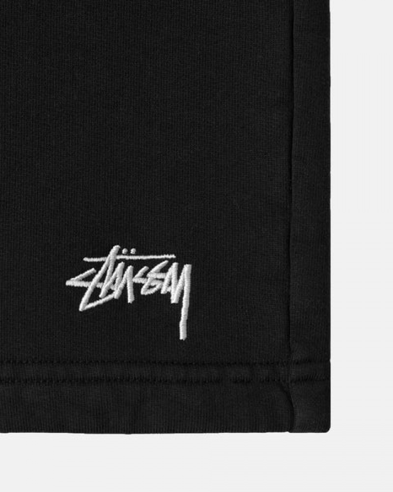 Black Stussy Overdyed Stock Logo Sweat Short Men Shorts | DIX-6760