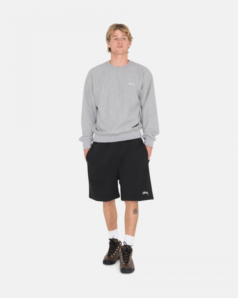 Black Stussy Overdyed Stock Logo Sweat Short Men Shorts | DIX-6760