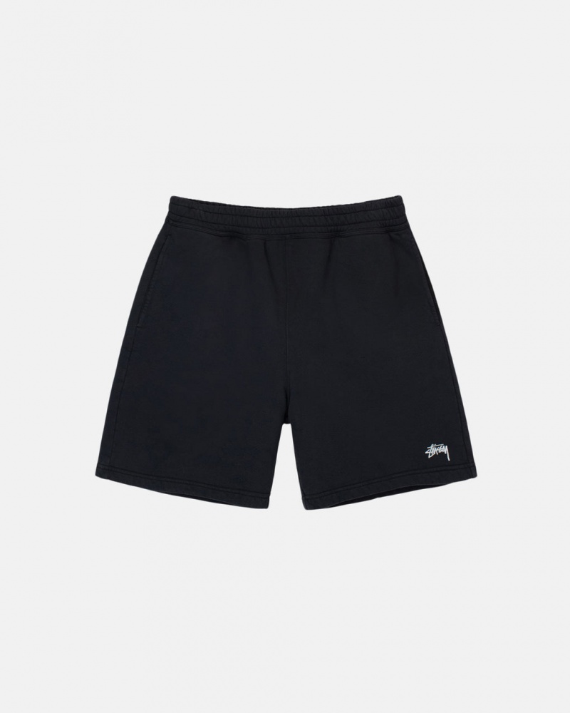 Black Stussy Overdyed Stock Logo Sweat Short Men Shorts | DIX-6760