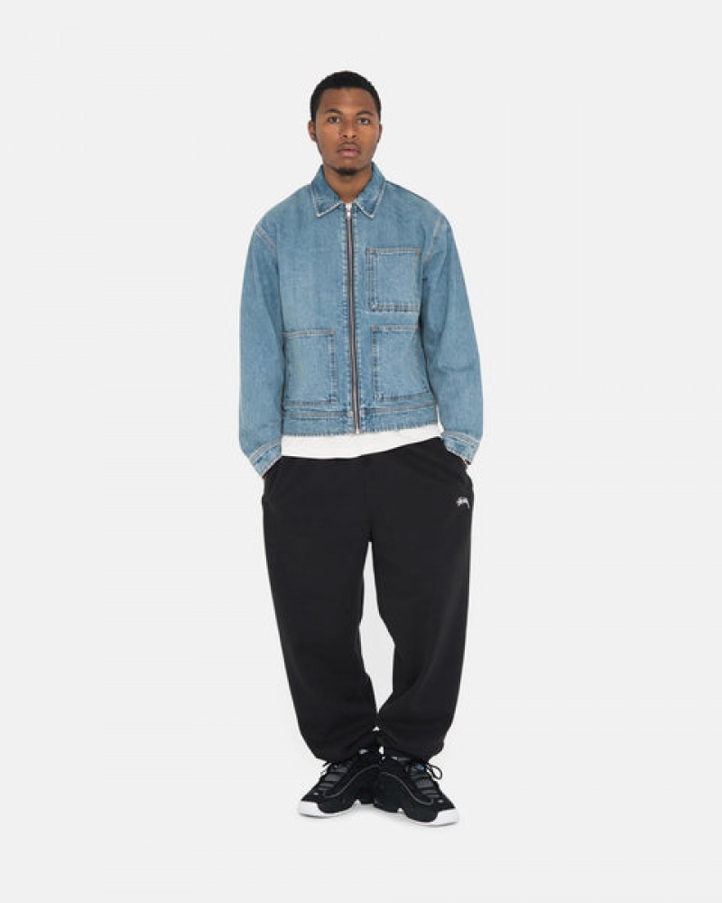 Black Stussy Overdyed Stock Logo Sweatpant Men Sweatpants | DQF-0029