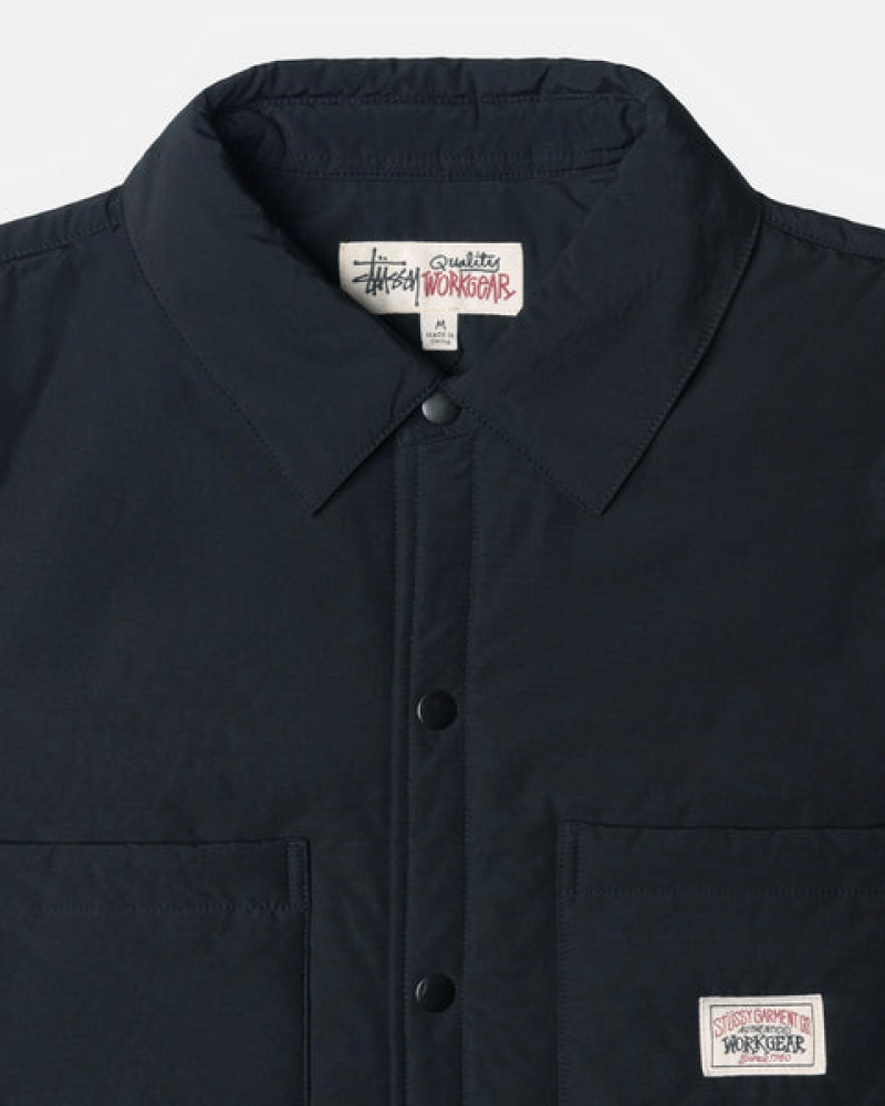 Black Stussy Padded Tech Over Shirt Men Shirt Jackets | PSB-1030