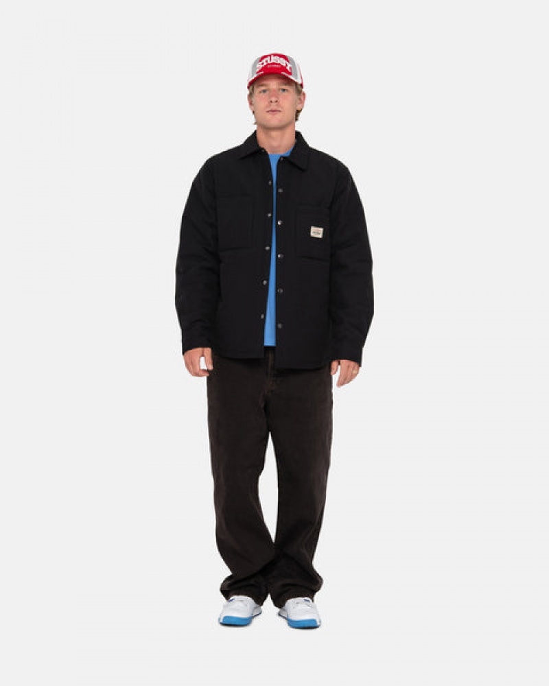 Black Stussy Padded Tech Over Shirt Men Shirt Jackets | PSB-1030