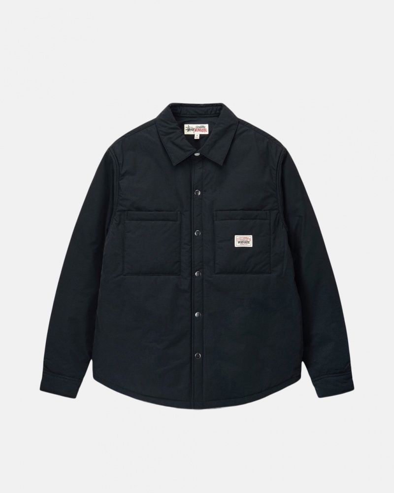 Black Stussy Padded Tech Over Shirt Men Shirt Jackets | PSB-1030