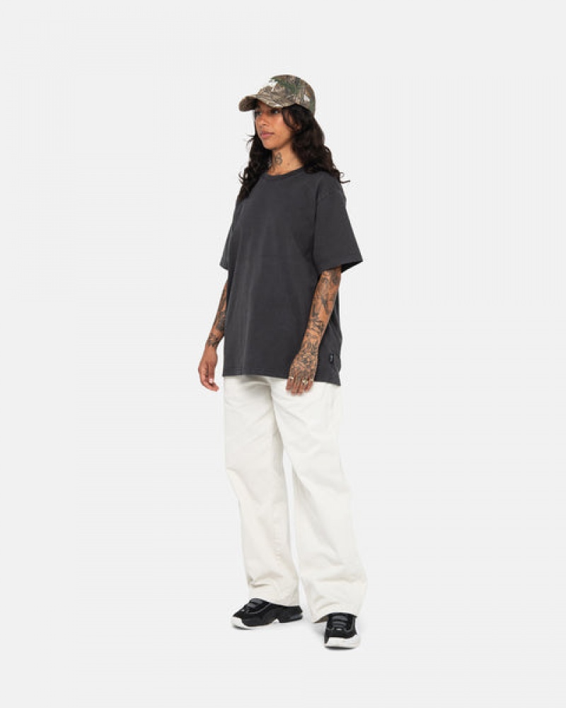 Black Stussy Pigment Dyed Crew Men T Shirt | FSE-7326