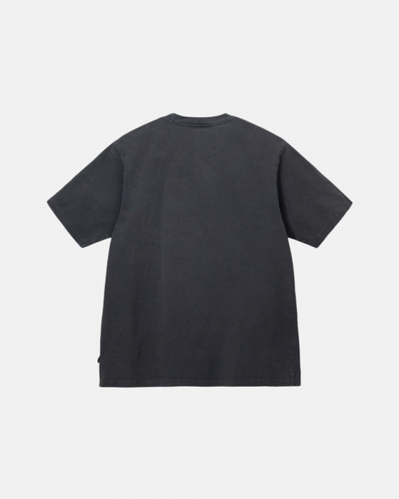 Black Stussy Pigment Dyed Crew Men Tops | QRH-0004