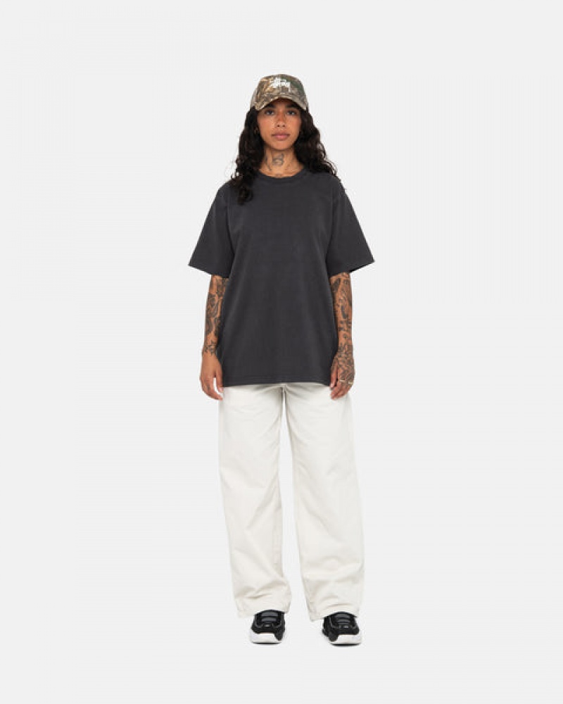 Black Stussy Pigment Dyed Crew Women T Shirt | JPY-8310