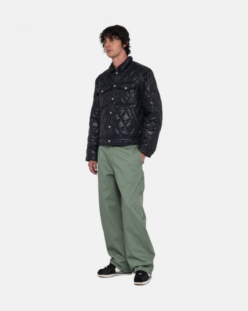 Black Stussy Ranch Jacket Quilted Nylon Men Jackets | VWG-5241