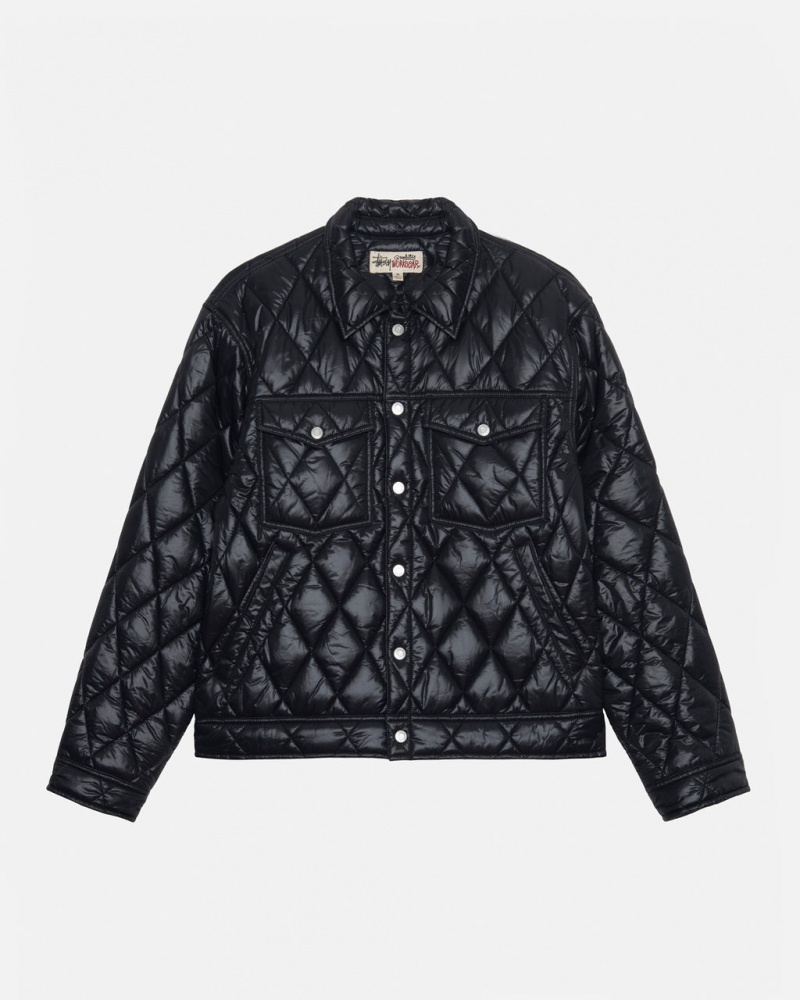 Black Stussy Ranch Jacket Quilted Nylon Men Jackets | VWG-5241