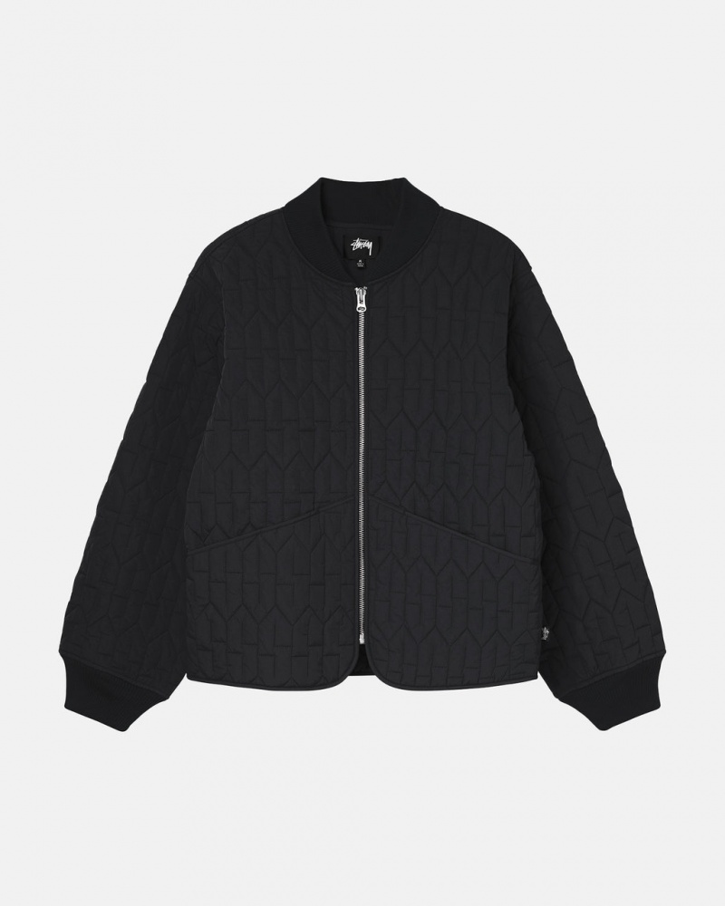 Black Stussy S Quilted Liner Jacket Men Jackets | GFS-5463