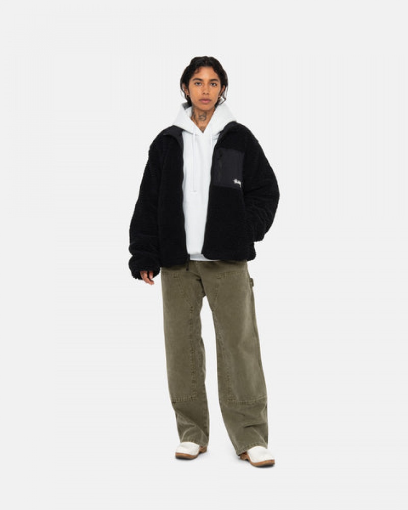 Black Stussy Sherpa Reversible Jacket Men Jackets | NOH-6970