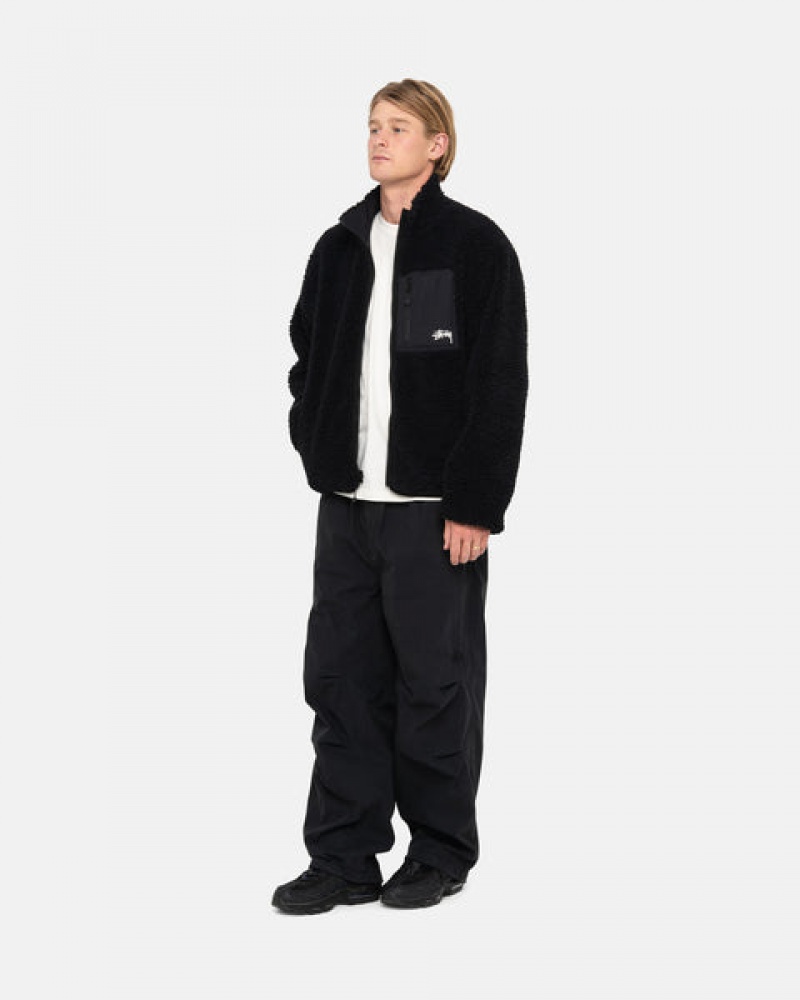 Black Stussy Sherpa Reversible Jacket Men Jackets | NOH-6970