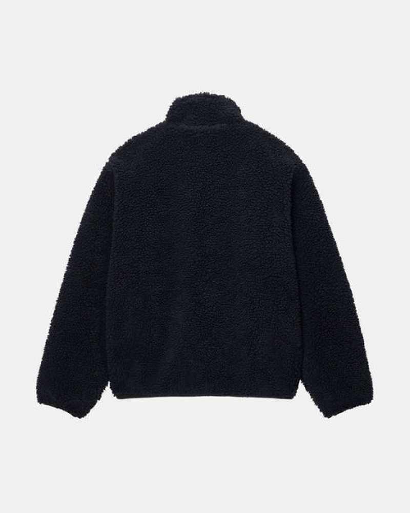 Black Stussy Sherpa Reversible Jacket Men Jackets | NOH-6970