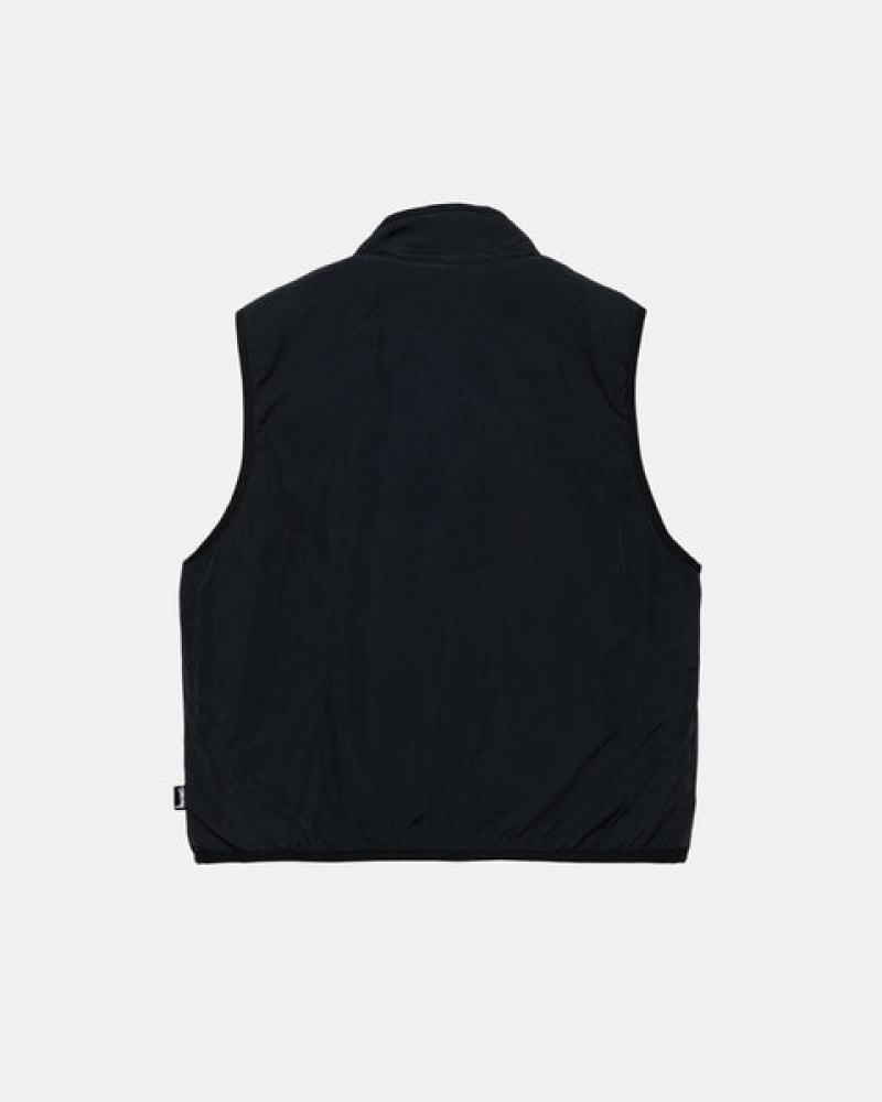 Black Stussy Sherpa Reversible Vest Men Vest | IFY-3294