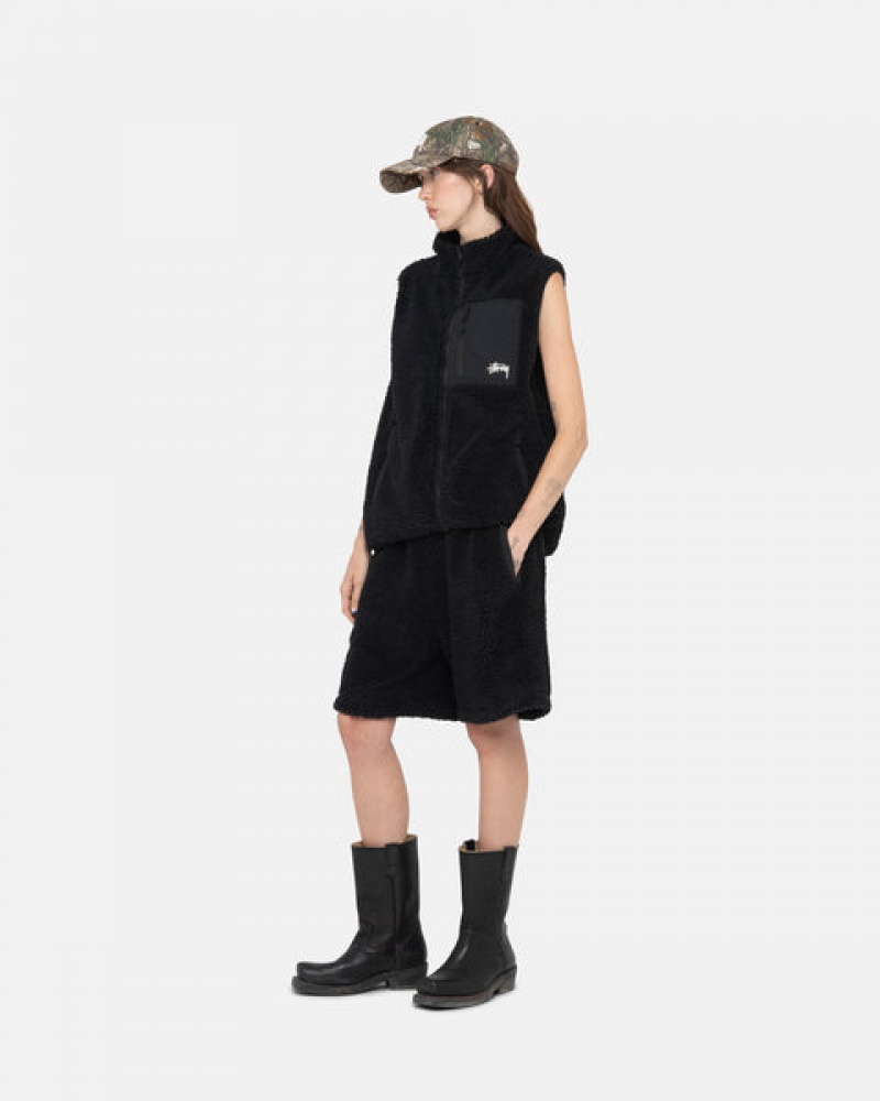 Black Stussy Sherpa Short Women Shorts | RZM-6852