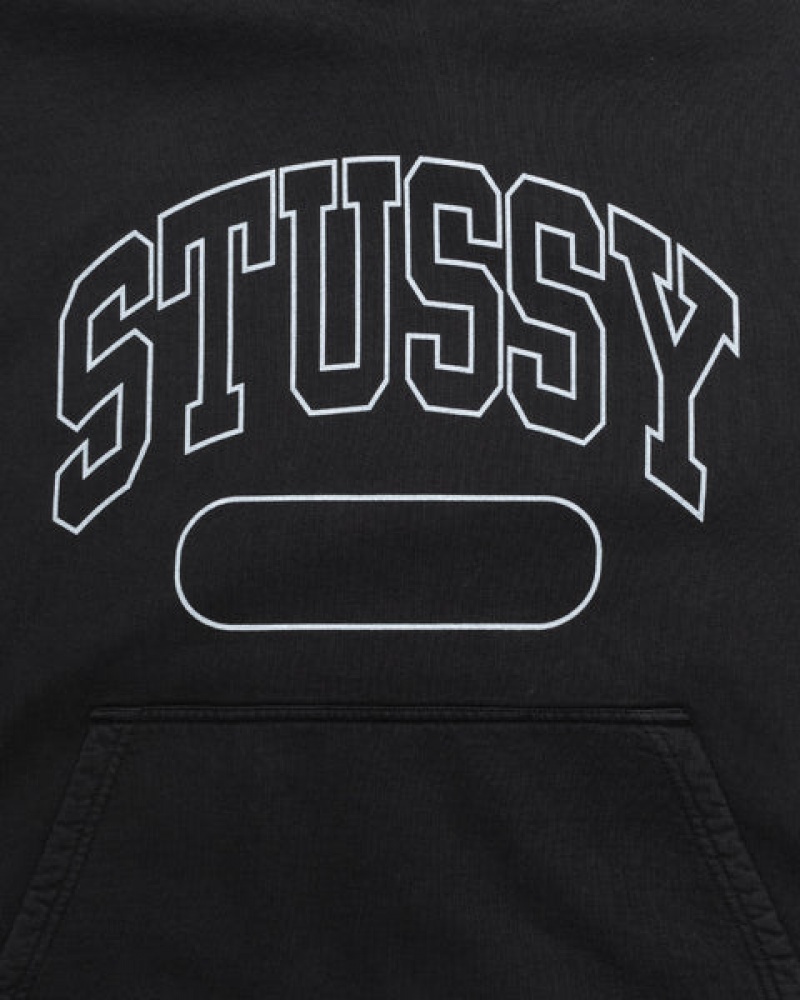 Black Stussy Ss Boxy Cropped Hoodie Men Hoodie | CRR-0153