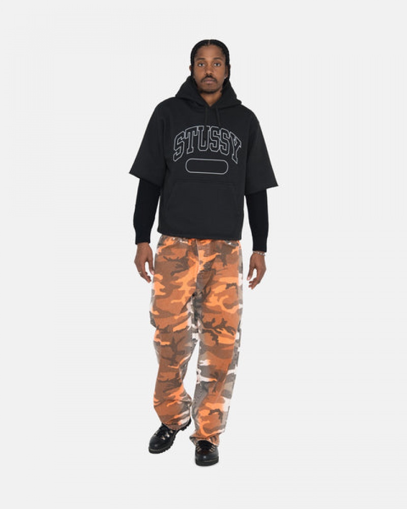 Black Stussy Ss Boxy Cropped Hoodie Men Hoodie | CRR-0153