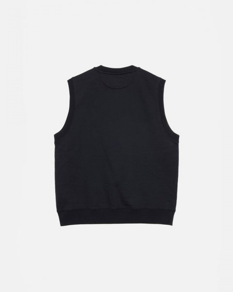 Black Stussy Stock Fleece Vest Men Sweatshirts | QXY-0124