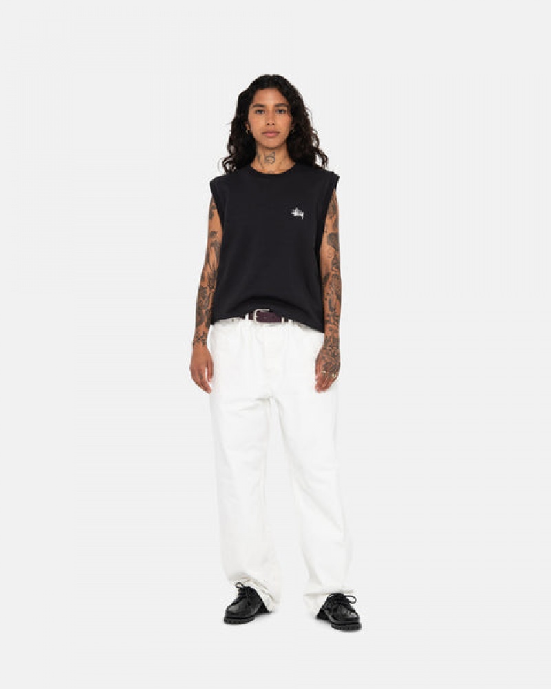 Black Stussy Stock Fleece Vest Men Sweatshirts | QXY-0124