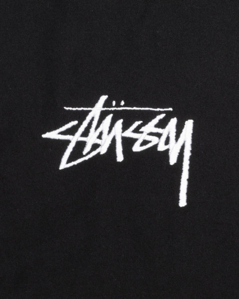 Black Stussy Stock Logo Applique Hoodie Women Hoodie | EFB-6317