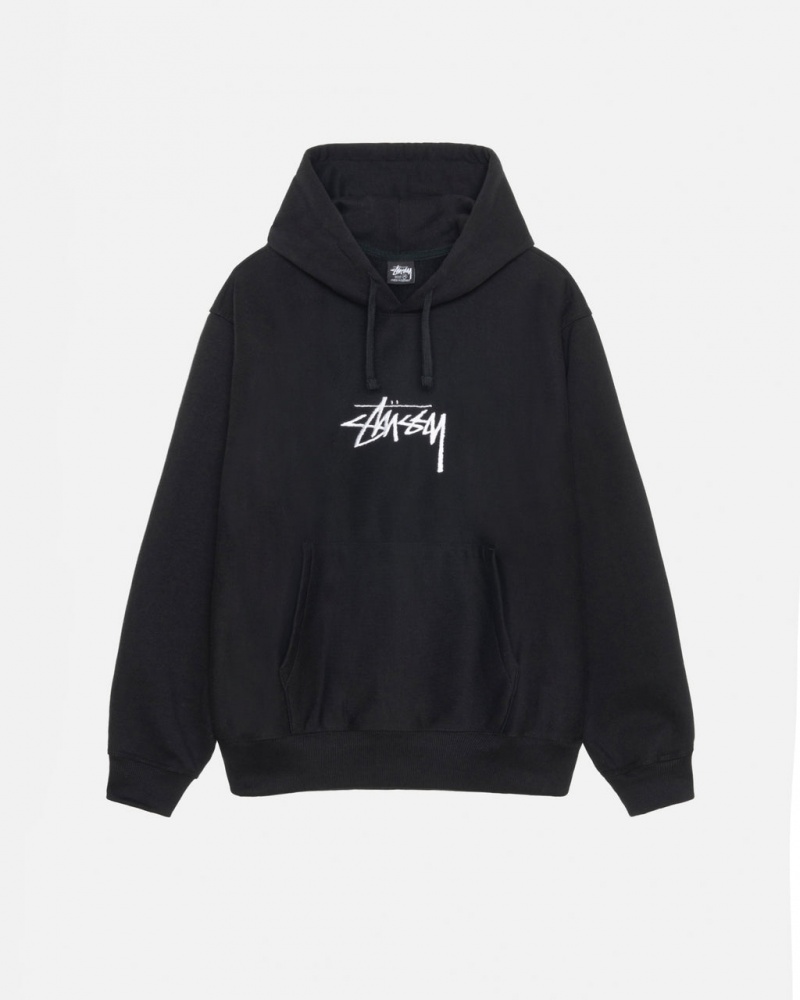 Black Stussy Stock Logo Applique Hoodie Women Hoodie | EFB-6317