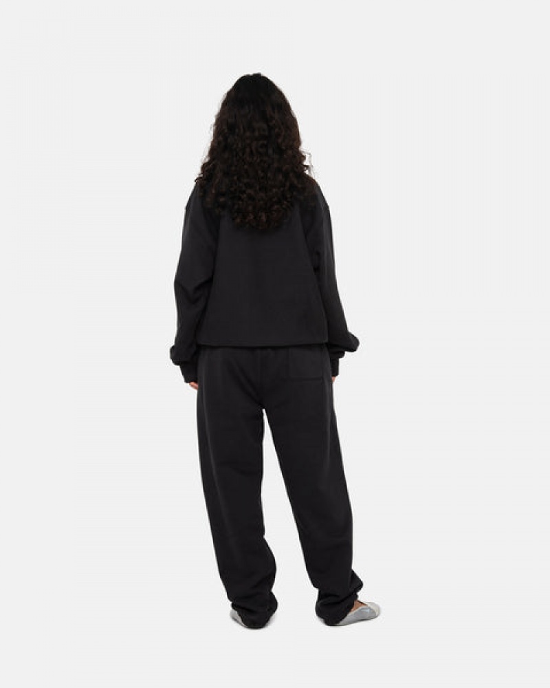 Black Stussy Stock Logo Crew Women Sweatshirts | IVC-3774