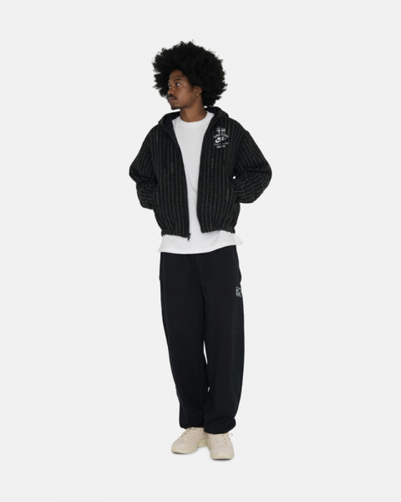 Black Stussy Stone Wash Fleece Pant Men Sweatpants | FBT-4590