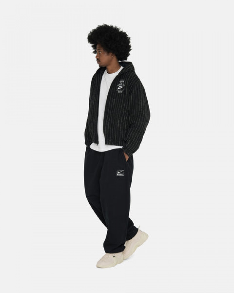 Black Stussy Stone Wash Fleece Pant Men Sweatpants | FBT-4590